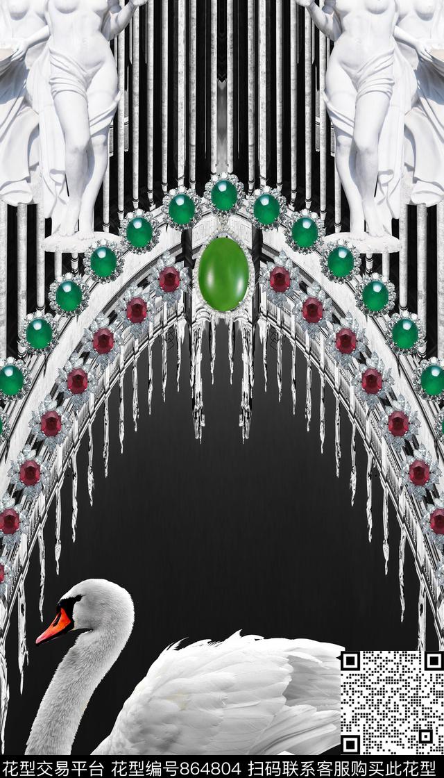 天鹅珠宝雕塑数码印花华亿平台下载（图片编号: 864804） - 瓦栏（Walan）