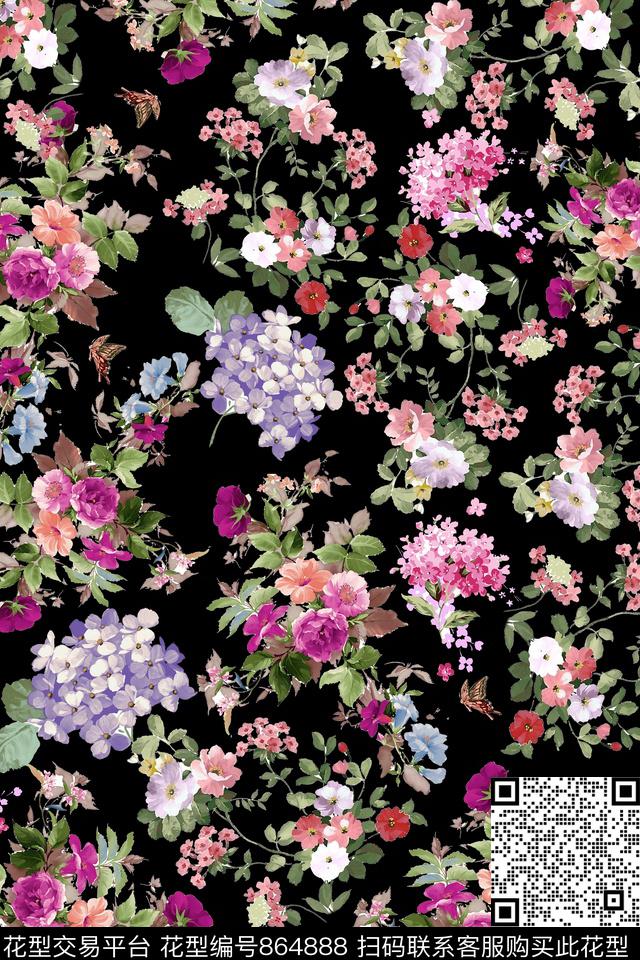 小碎花花卉清新数码印花华亿平台下载（图片编号: 864888） - 瓦栏（Walan）
