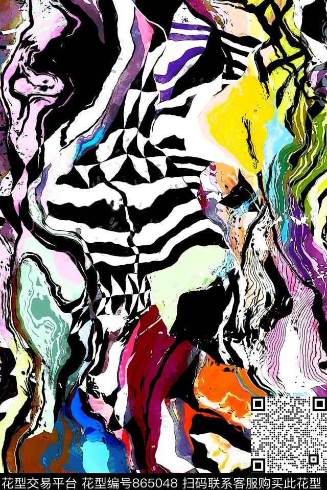 色块拼接几何图案几何条纹数码印花华亿平台下载（图片编号: 865048） - 瓦栏（Walan）