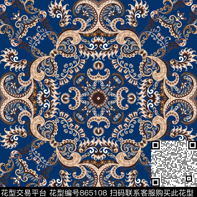 民族风中国风方巾传统印花华亿平台下载（图片编号: 865108） - 瓦栏（Walan）