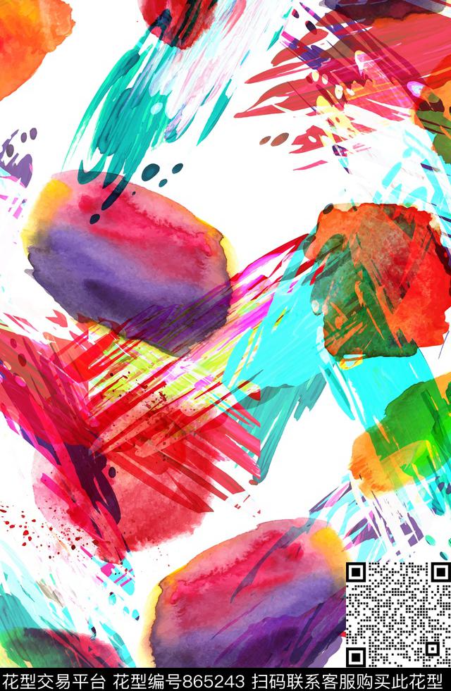 水彩抽象喷溅传统印花华亿平台下载（图片编号: 865243） - 瓦栏（Walan）