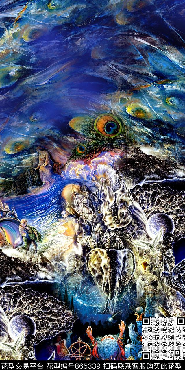 休闲几何油画数码印花华亿平台下载（图片编号: 865339） - 瓦栏（Walan）