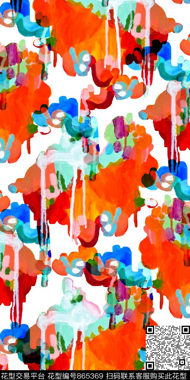 洋阳---抽象抽象油画丝绸真丝数码印花华亿平台下载（图片编号: 865369） - 瓦栏（Walan）