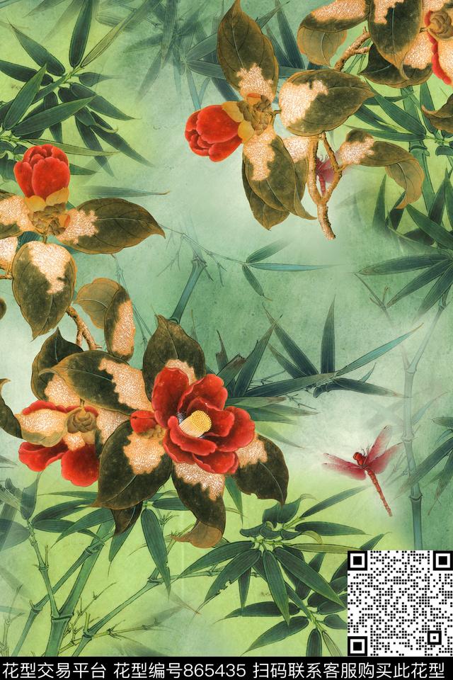 水彩荷花肌理数码印花华亿平台下载（图片编号: 865435） - 瓦栏（Walan）