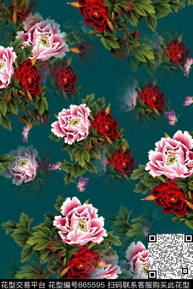 花卉乱花大花数码印花华亿平台下载（图片编号: 865595） - 瓦栏（Walan）
