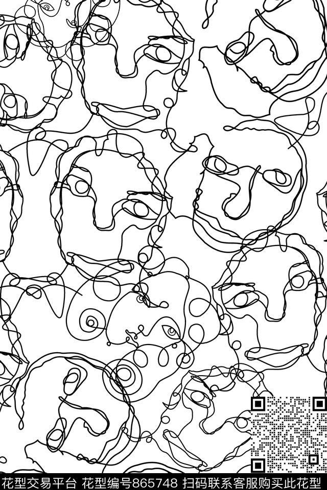 女装抽象涂鸦传统印花华亿平台下载（图片编号: 865748） - 瓦栏（Walan）