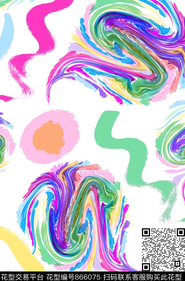 抽象笔刷线条传统印花华亿平台下载（图片编号: 866075） - 瓦栏（Walan）