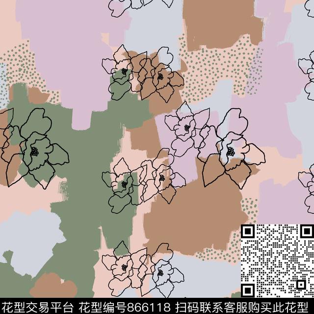 大牌花卉女装传统印花华亿平台下载（图片编号: 866118） - 瓦栏（Walan）