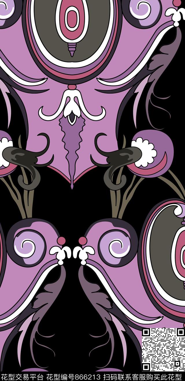 民族风巴洛克卷草传统印花华亿平台下载（图片编号: 866213） - 瓦栏（Walan）