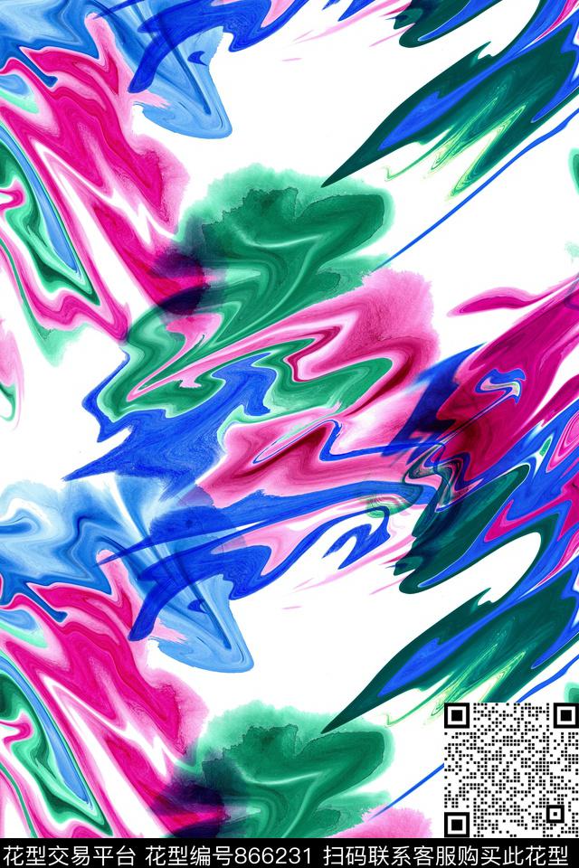 肌理抽象流动数码印花华亿平台下载（图片编号: 866231） - 瓦栏（Walan）