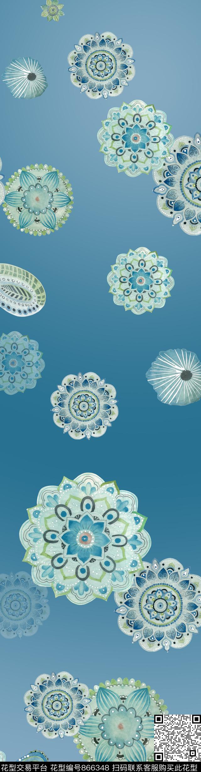 机理几何渐变传统印花华亿平台下载（图片编号: 866348） - 瓦栏（Walan）