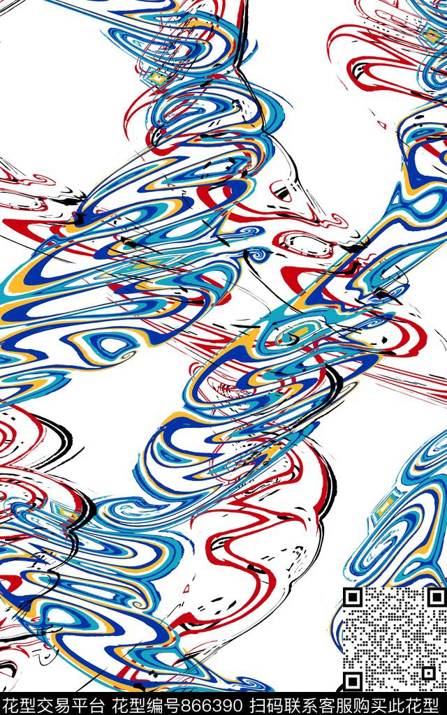 手绘抽象笔刷传统印花华亿平台下载（图片编号: 866390） - 瓦栏（Walan）