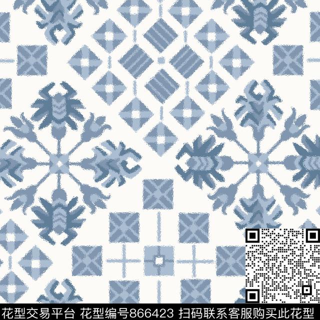 方格菱形几何传统印花华亿平台下载（图片编号: 866423） - 瓦栏（Walan）