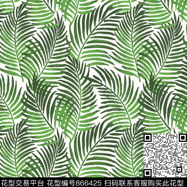 叶子趣味芭蕉叶数码印花华亿平台下载（图片编号: 866425） - 瓦栏（Walan）