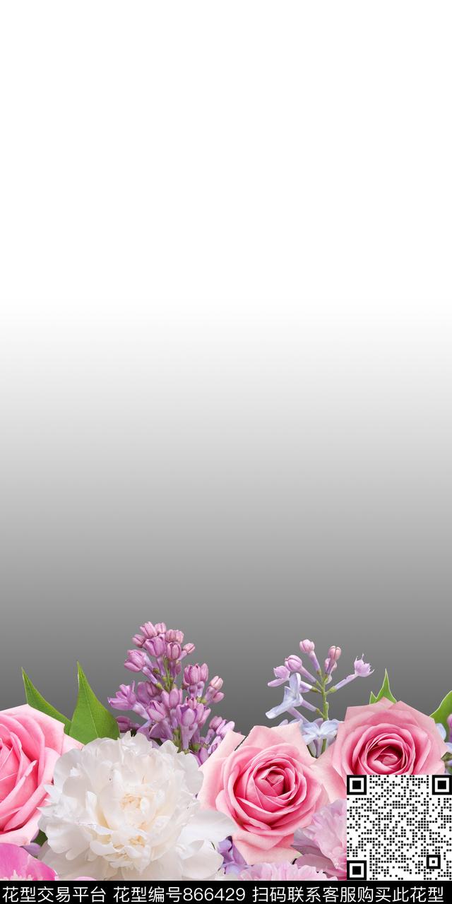 玫瑰大花花朵数码印花华亿平台下载（图片编号: 866429） - 瓦栏（Walan）