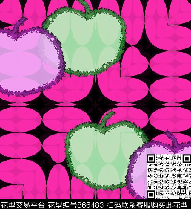 热带趣味抽像数码印花华亿平台下载（图片编号: 866483） - 瓦栏（Walan）