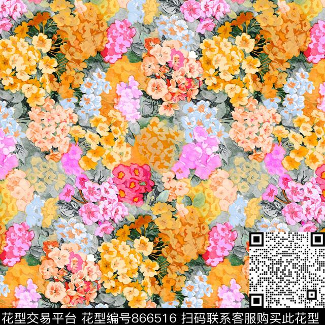 花朵小碎花花卉数码印花华亿平台下载（图片编号: 866516） - 瓦栏（Walan）