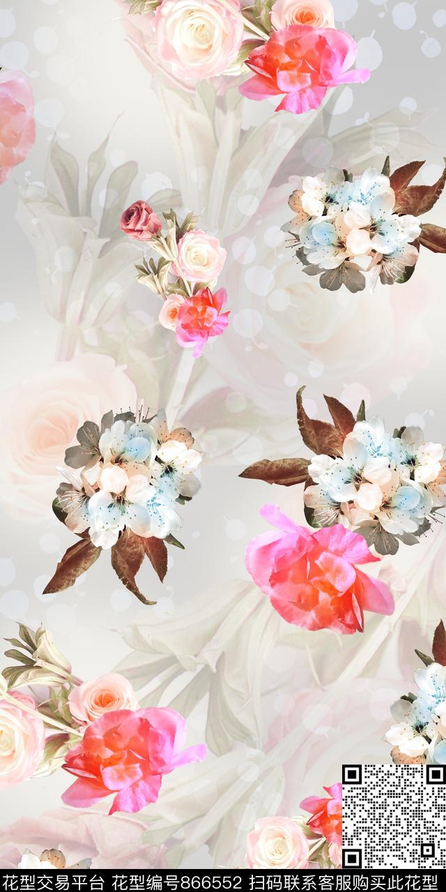 乱花花朵花卉数码印花华亿平台下载（图片编号: 866552） - 瓦栏（Walan）
