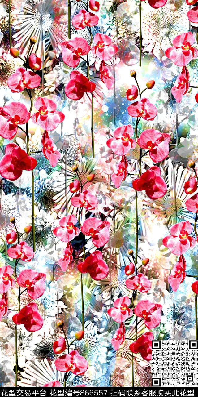 大花乱花花卉数码印花华亿平台下载（图片编号: 866557） - 瓦栏（Walan）