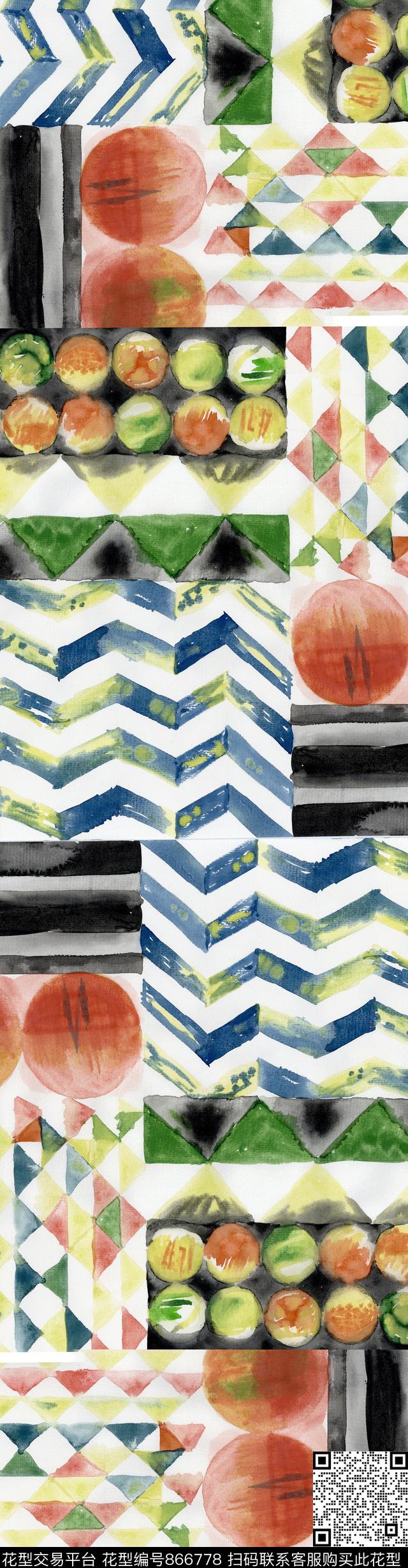 机理几何渐变传统印花华亿平台下载（图片编号: 866778） - 瓦栏（Walan）