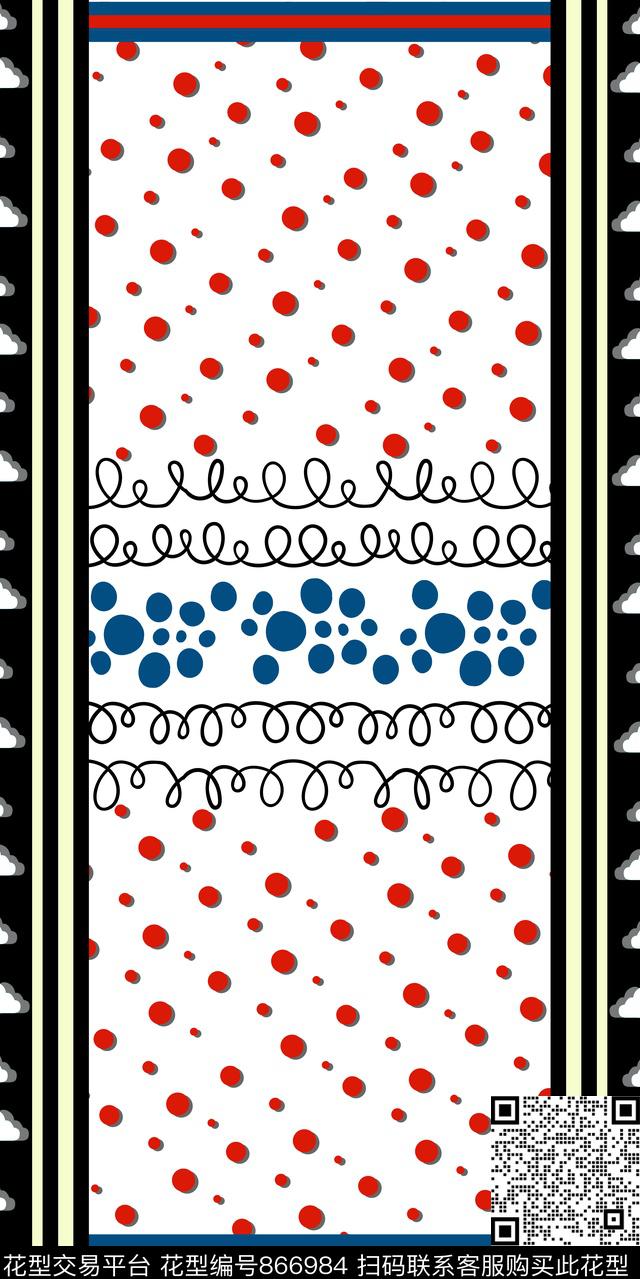 丝巾定位花几何配饰数码印花华亿平台下载（图片编号: 866984） - 瓦栏（Walan）