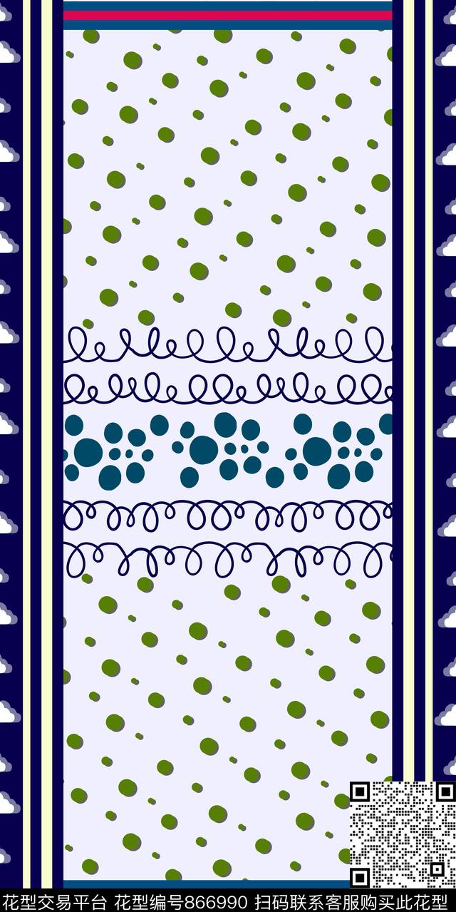 丝巾定位花几何配饰数码印花华亿平台下载（图片编号: 866990） - 瓦栏（Walan）