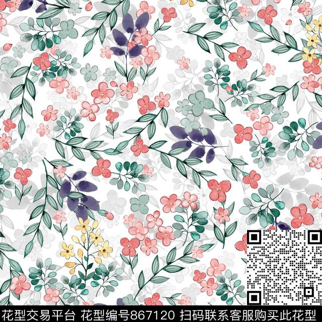 小碎花小花花卉数码印花华亿平台下载（图片编号: 867120） - 瓦栏（Walan）