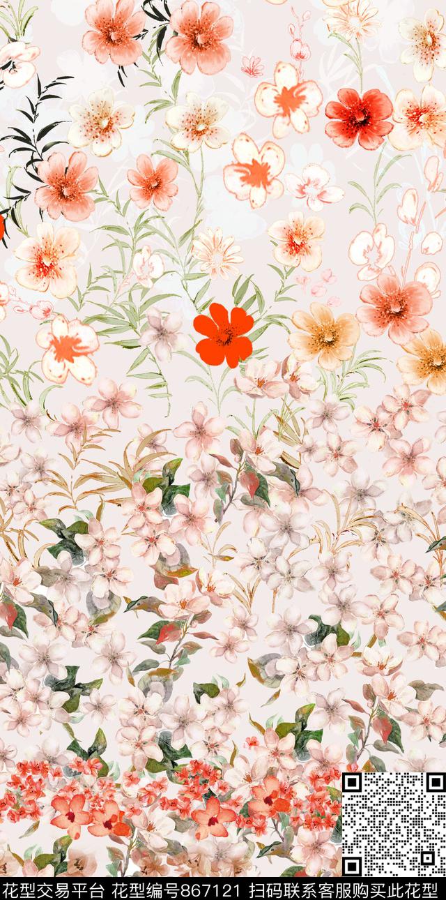 小碎花小花花卉数码印花华亿平台下载（图片编号: 867121） - 瓦栏（Walan）