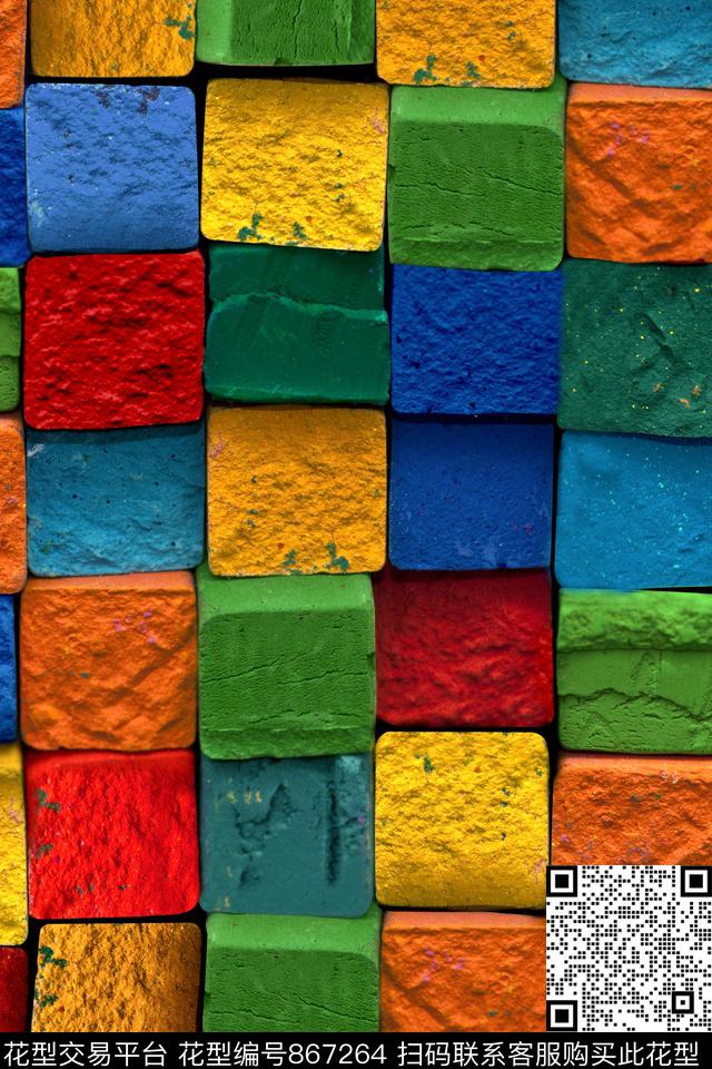 休闲几何拼接数码印花华亿平台下载（图片编号: 867264） - 瓦栏（Walan）