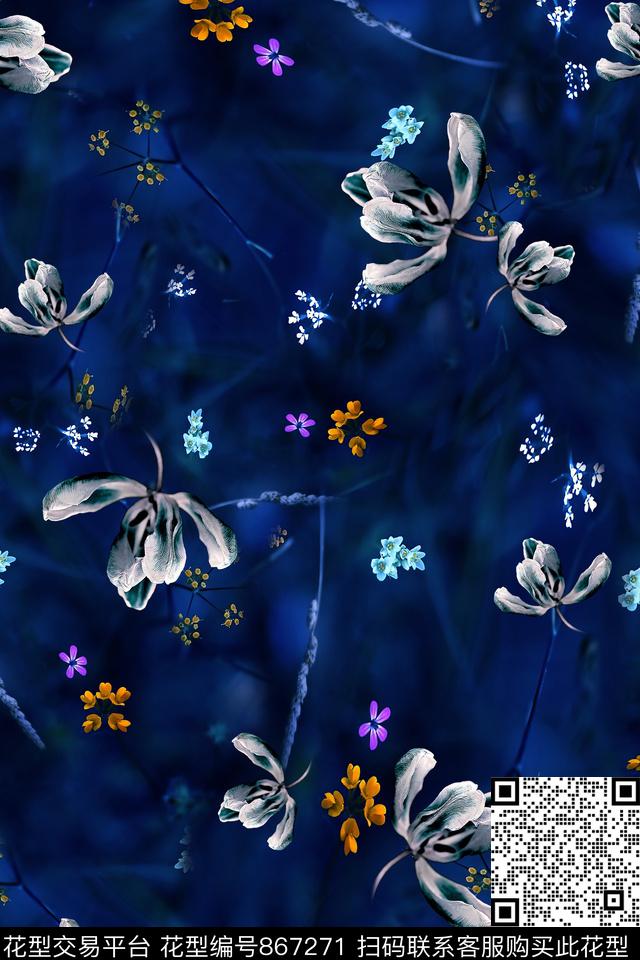 花卉小碎花花朵数码印花华亿平台下载（图片编号: 867271） - 瓦栏（Walan）