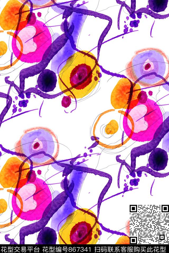 传统华亿平台线条抽象数码印花华亿平台下载（图片编号: 867341） - 瓦栏（Walan）