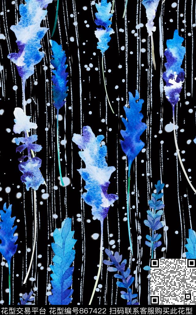 已经花卉花朵雨滴数码印花华亿平台下载（图片编号: 867422） - 瓦栏（Walan）
