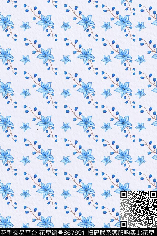 牡丹玫瑰小碎花传统印花华亿平台下载（图片编号: 867691） - 瓦栏（Walan）