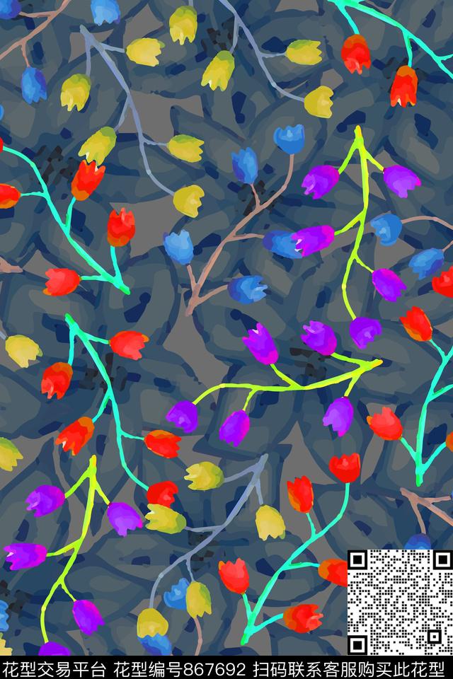 牡丹玫瑰小碎花传统印花华亿平台下载（图片编号: 867692） - 瓦栏（Walan）
