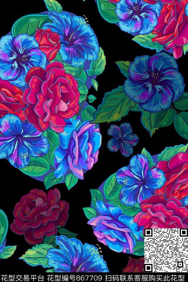 菊花玉兰花牡丹传统印花华亿平台下载（图片编号: 867709） - 瓦栏（Walan）