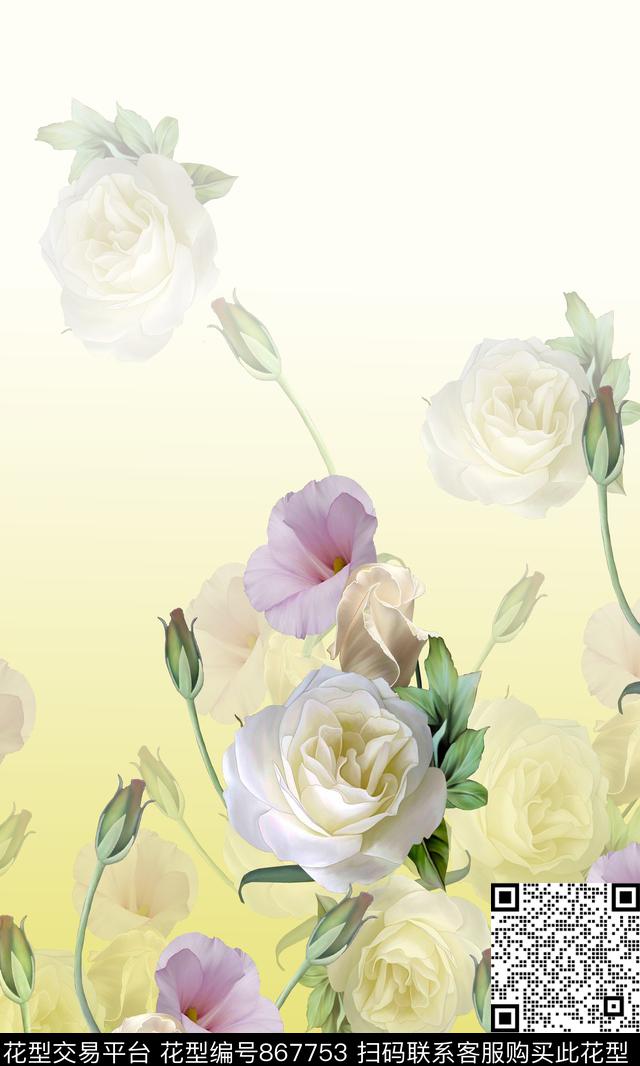 花卉女装定位花数码印花华亿平台下载（图片编号: 867753） - 瓦栏（Walan）