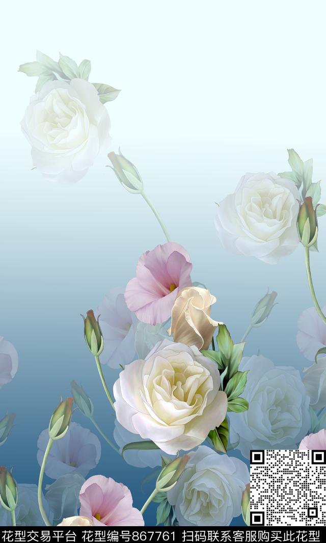花卉女装定位花数码印花华亿平台下载（图片编号: 867761） - 瓦栏（Walan）