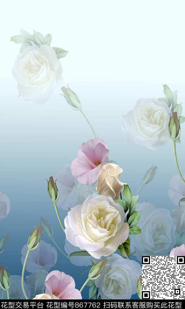 花卉女装定位花数码印花华亿平台下载（图片编号: 867762） - 瓦栏（Walan）