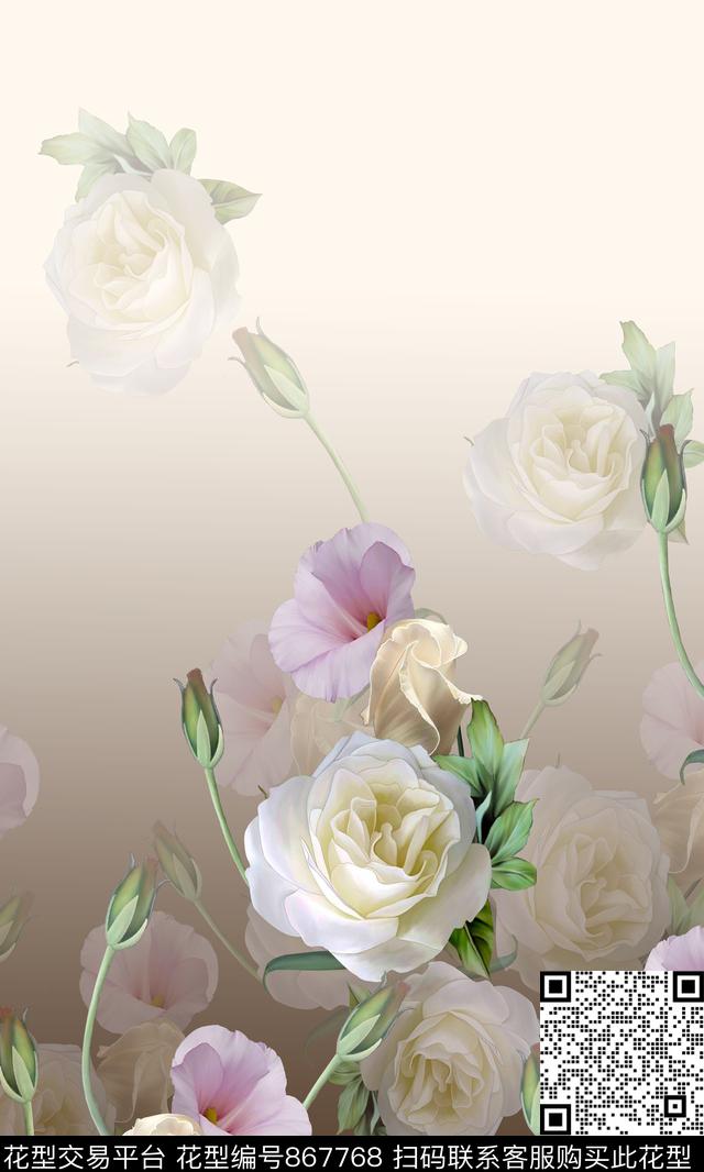 花卉女装定位花数码印花华亿平台下载（图片编号: 867768） - 瓦栏（Walan）