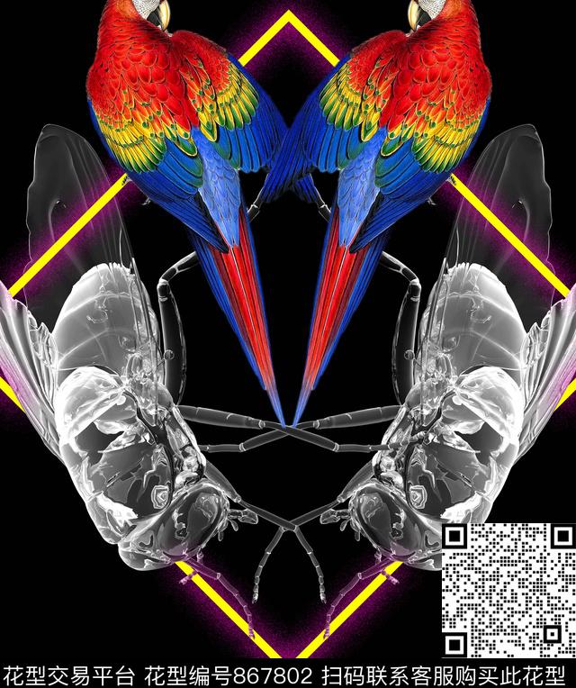 趣味花卉热带数码印花华亿平台下载（图片编号: 867802） - 瓦栏（Walan）