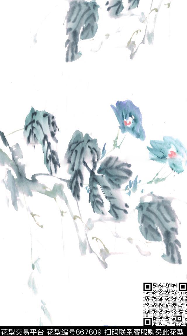 花卉手绘自画数码印花华亿平台下载（图片编号: 867809） - 瓦栏（Walan）