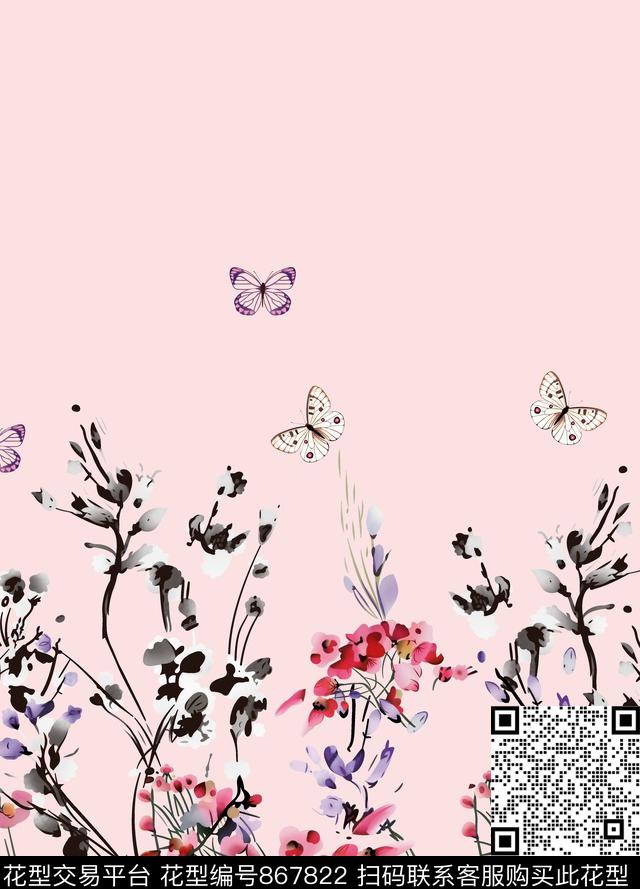 桃花花朵花卉数码印花华亿平台下载（图片编号: 867822） - 瓦栏（Walan）