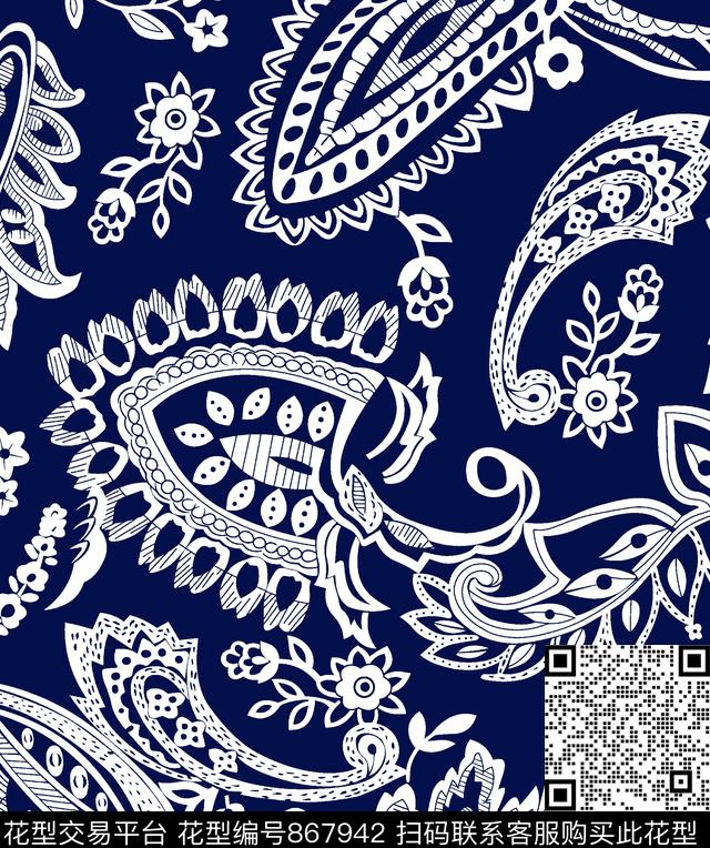 花卉单色简单大气传统印花华亿平台下载（图片编号: 867942） - 瓦栏（Walan）