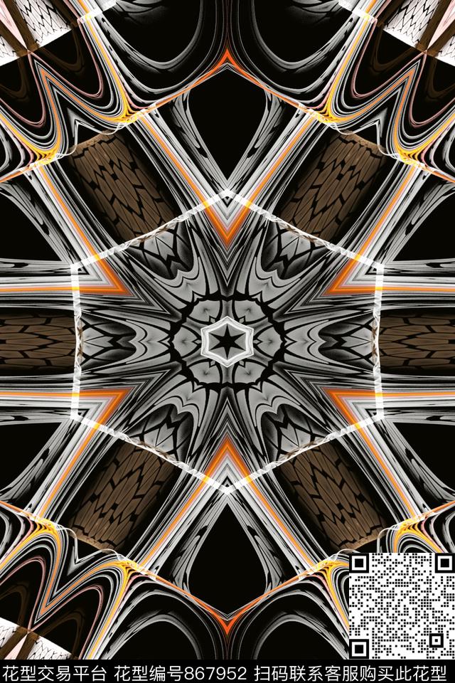 女装印花抽象数码印花华亿平台下载（图片编号: 867952） - 瓦栏（Walan）