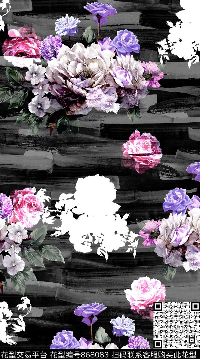 花卉男装创意图案设计数码印花华亿平台下载（图片编号: 868083） - 瓦栏（Walan）