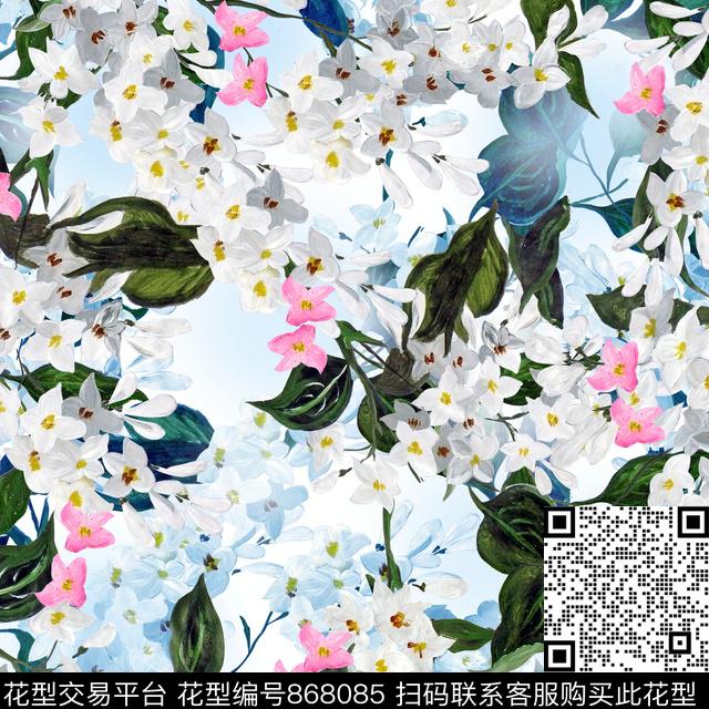 艺术彩色艺术花卉手绘花卉数码印花华亿平台下载（图片编号: 868085） - 瓦栏（Walan）