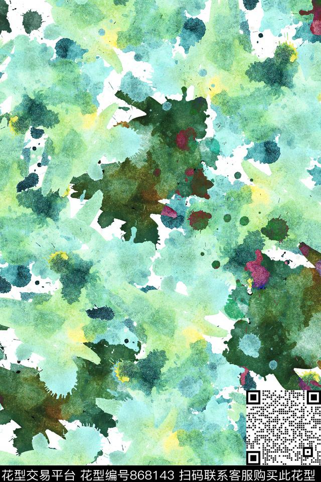 小清新迷彩手绘花卉数码印花华亿平台下载（图片编号: 868143） - 瓦栏（Walan）
