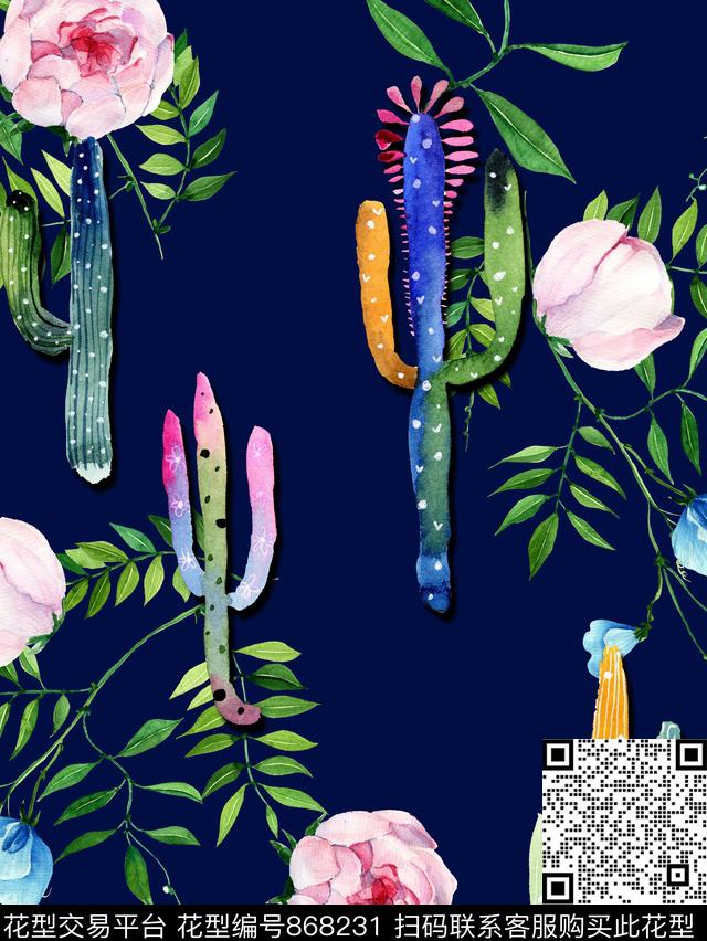 牡丹小碎花兰花数码印花华亿平台下载（图片编号: 868231） - 瓦栏（Walan）