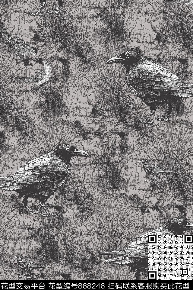 抽象纹理肌理纹理鸟传统印花华亿平台下载（图片编号: 868246） - 瓦栏（Walan）
