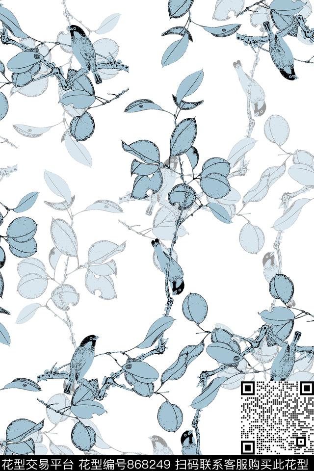 树叶鸟靓仔男装华亿平台传统印花华亿平台下载（图片编号: 868249） - 瓦栏（Walan）